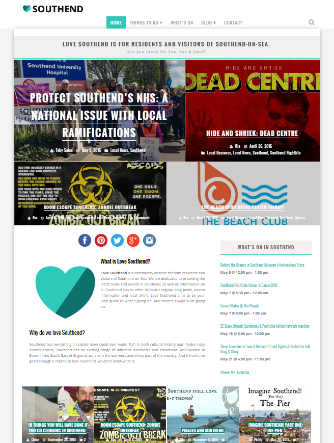 Love Southend homepage